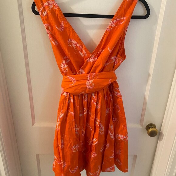 NWT Maeve - Anthropologie - Flirty Wrap Mini Dress LP Crawfish Pattern - Picture 7 of 8